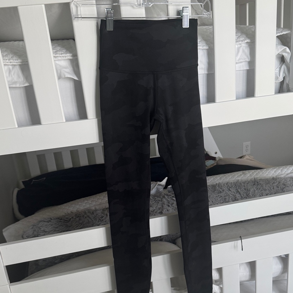 Lululemon Black Camo Wunder Train Leggings 25”